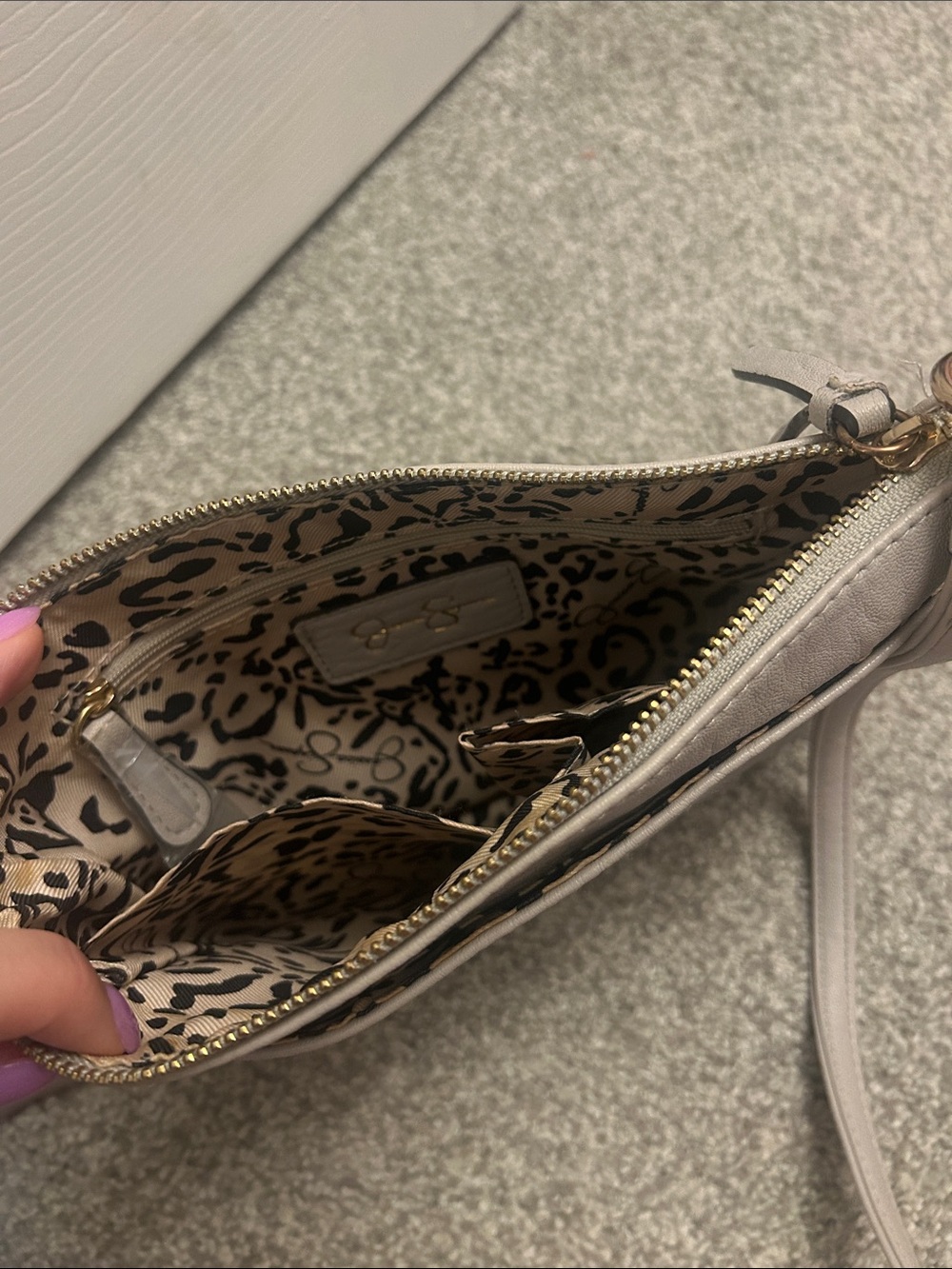 Jessica Simpson Light gray Crossbody with Gold Stud Accents - Picture 3 of 3